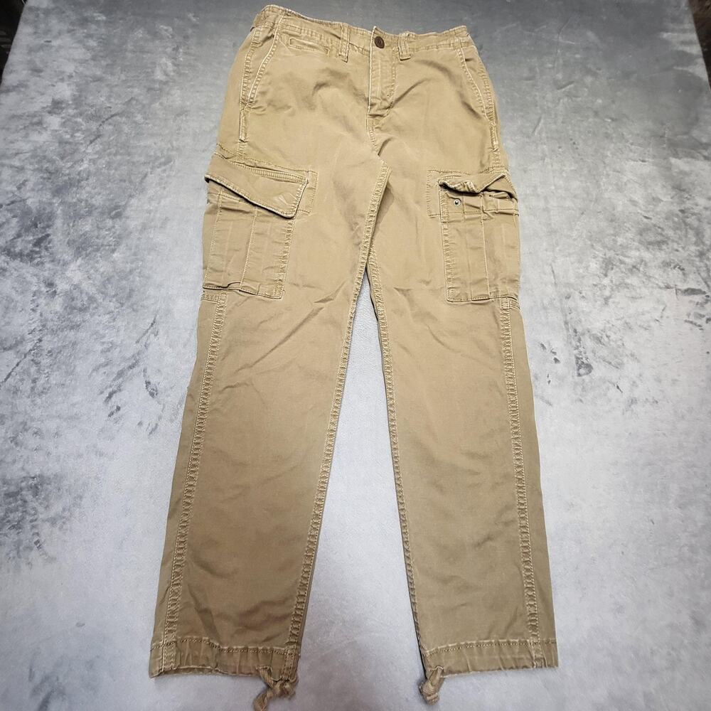 American Eagle Pants Mens 28x30 Beige Cargo Slim Fit Flat Front Cotton Pockets